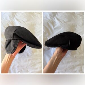 Wigens | SZ 58 (Approximately 23”) Ivy Cap Black Wool Flat Cap Hat Estonia NWT